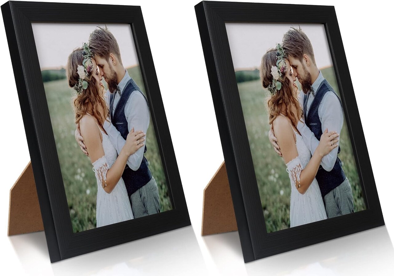 2 Pack 5x7 Picture Frame - Resistant Plastic with Clear Plexiglass (Black)